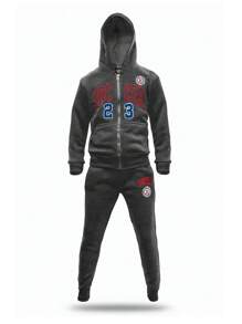 Big City Boy's Pants Youth Set Plush Fashion - 深灰色 - 查看 1