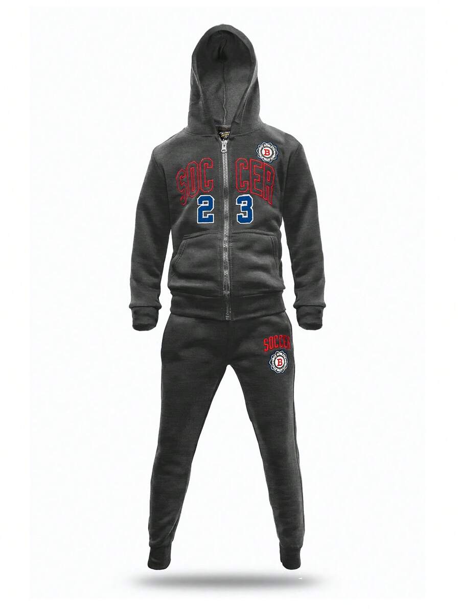 Big City Boy's Pants Youth Set Plush Fashion - 深灰色 - 查看 1