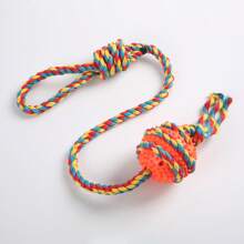 1pc Tpr Material Dog Chew Toy With Rope Knot - Orange - View 2