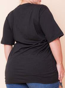 Oversized Women's Plus Patrono T-Shirt - màu đen - Xem 2