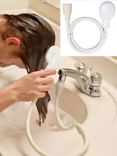1 件套多功能水龙头喷雾器套装，带 51.18 英寸软管、易于使用的洗发适配器、沐浴花洒，适合 0.86 英寸口式水龙头，简单快速连接宠物沐浴喷雾器家居浴室装饰秋季装饰浴室配件