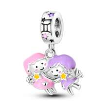 1 Pc unique 12 Constellations Luminous Stars Sliver Color Enamel Cubic Zirconia Mysterious Star Sky Charm Fit Original Bracelet Necklace Bangle Beads For Diy Jewelry Making Birthday Gift for Women  Friends - Silver - View 18