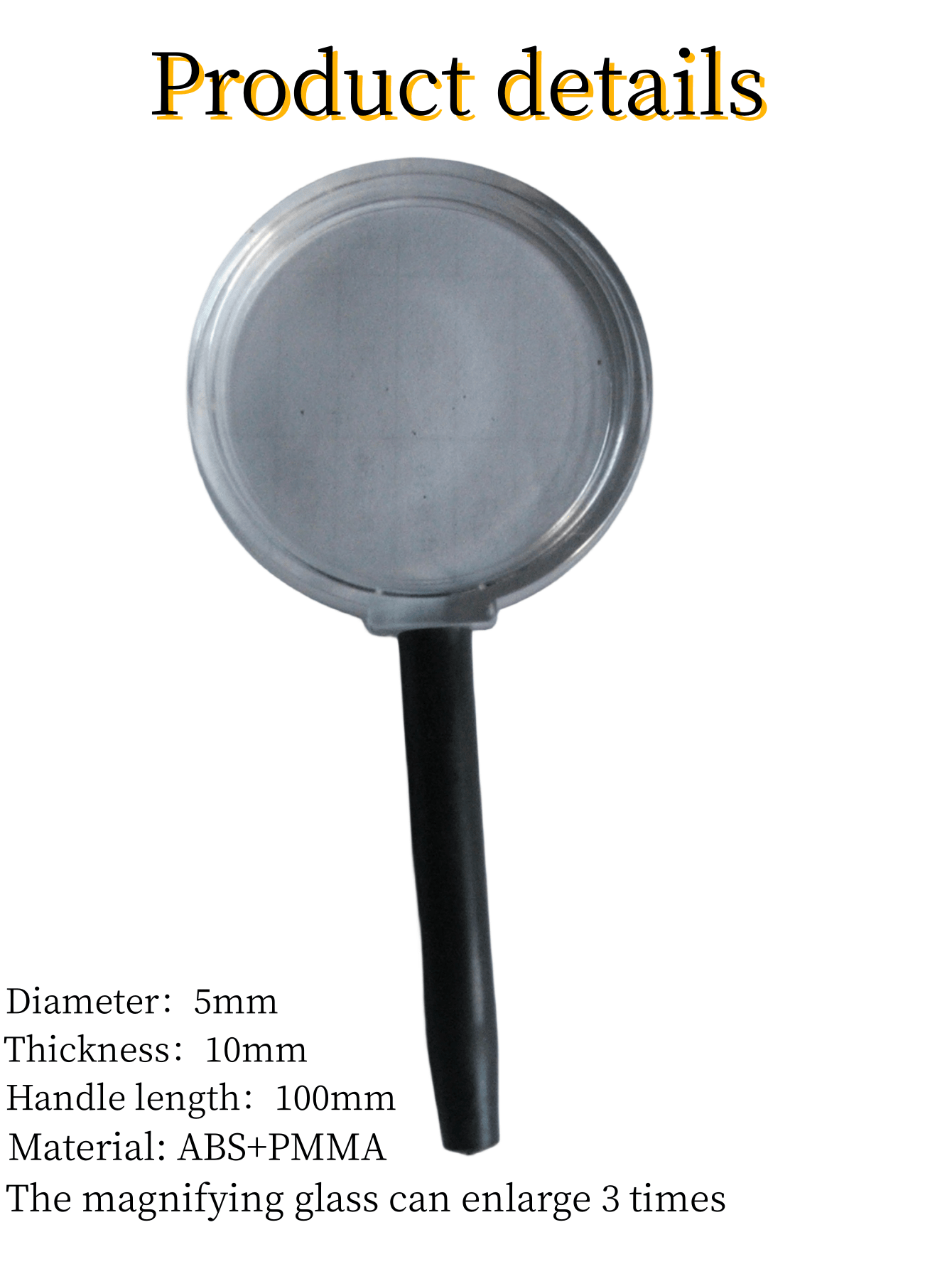 Handheld Circular Magnifying Glass, 50mm Diameter, Reading Magnifier