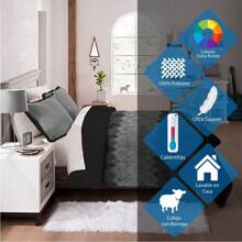 Cobertor con Borrega  extra suave, Tela Polar Flannel con Borrega - Negro - Ver 4