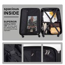 Travelhouse 3 Piece Luggage Sets, Lightweight Suitcase With Two Hooks, 360° Spinner Wheels, TSA Lock, (20/24/28) - 黑色 - 查看 6