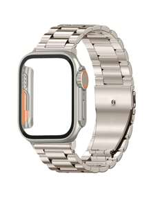 Huastonband 2 件/套表带和屏幕保护膜组合，不锈钢可调节表带和钛金属防震防水屏幕保护膜，适用于 Watch Ultra SE/8/7/6/5/4 系列 38 毫米 40 毫米 41 毫米 42 毫米 44 毫米 45 毫米 49 毫米，男女通用 - 彩色 - 查看 8