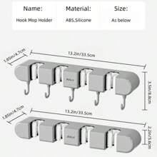 Mop Broom Holder Wall Mount, Bathroom Organizer Storage Rack, No Drilling, Multi-Functional, For Home Kitchen Garden Garage Laundry Room - Multicolor - View 8