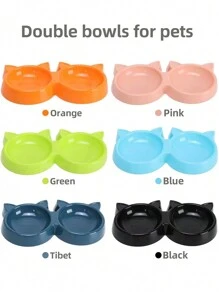 A粉色的貓碗,狗碗,纖維寵物碗,貓食盆,狗狗飲用水碗,防傾覆卡通單碗和雙碗 - 粉色 - 查看 5