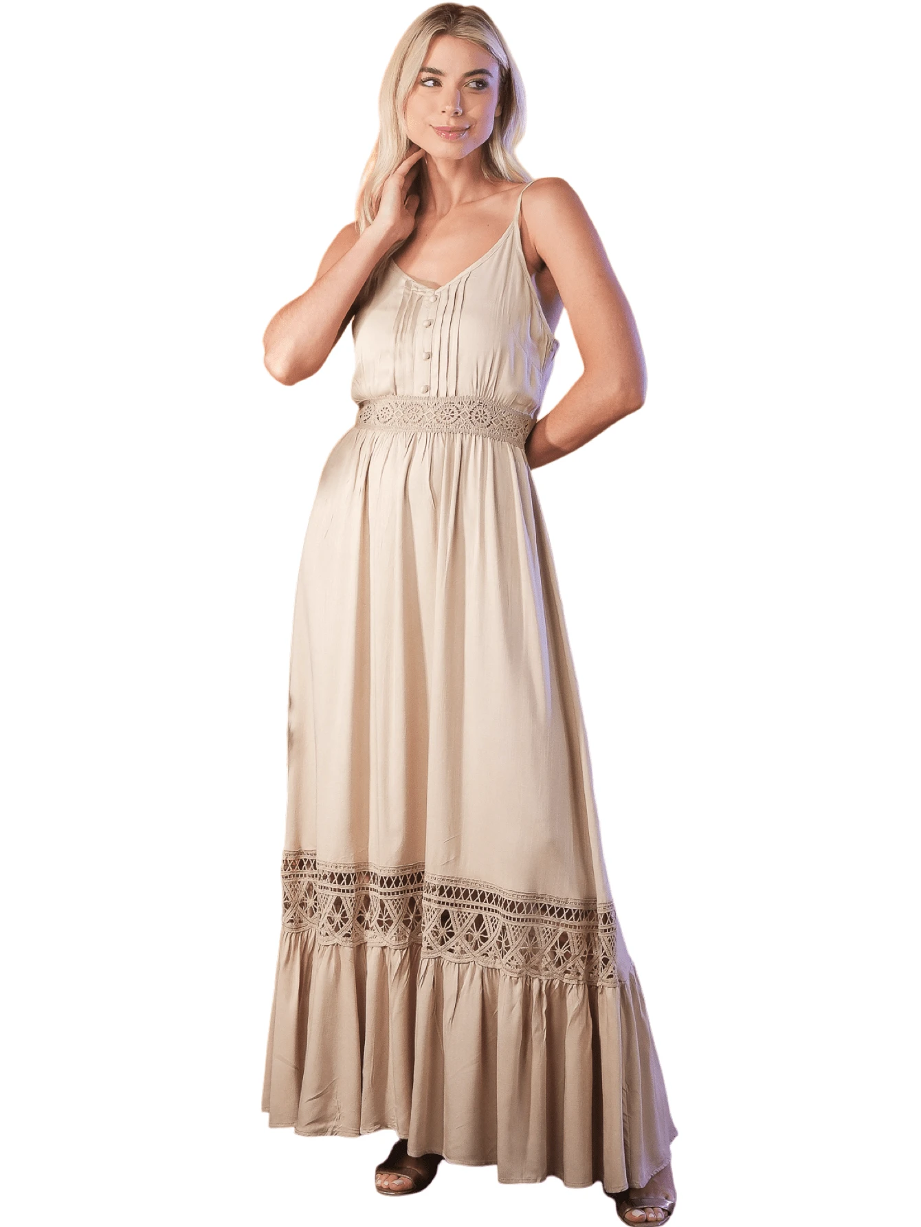 Women Dresses - 杏色 - 查看 1