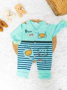 Kit 3 Macacão Infantil Ursinho Menino bebê  0- 03 meses Vira Pé (Burrinho)