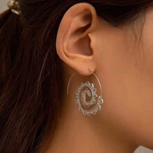 歐美時尚螺旋環垂墜耳環 - 金色 - 查看 7