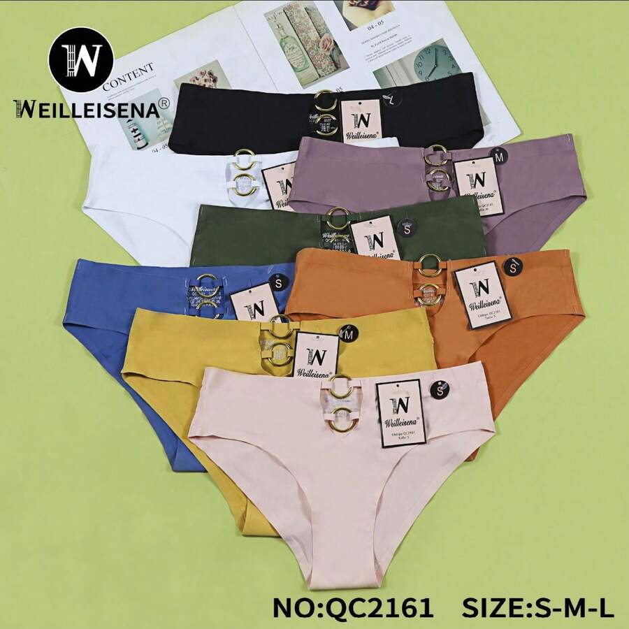 Calzones para Mujer con hebilla de circulo, colores solidos y lisos, 3 piezas. - Multicolor - Ver 1