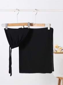 2pcs Women's Scarf And Hat, Headband And Turban Cap Set, Multi-functional Headwear Combo - Black - View 2