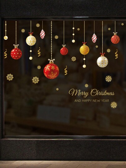 2 pezzi Nuovi adesivi murali per decorazione di vetrine e vetri, decorazioni sospese dorate, palline colorate autoadesive, adesivi, decalcomanie murali, decalcomanie in vinile per decorazioni domestiche, articoli decorativi primaverili per rinnovare la tua casa, adesivi decorativi Rama