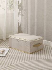 1 件带拉链的无纺布条纹图案可折叠收纳盒，多用途衣柜整理器，用于衣服、毯子等（不含锁）卧室、整理器、家庭收纳、适用于女士白色 T 恤、女士黑色裤子、女士冬装、连衣裙、女士冬装、优雅女装、女士白衬衫、长袖、女士白色连体裤、女士春装、女士春装、春季、春装、简约、夏季上衣收纳 - 米色 - 查看 6