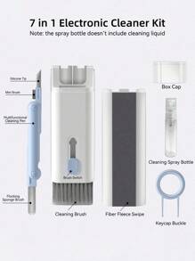 Multifunctional 7 in 1 Electronic Cleaner Kit Keyboard Cleaner Kit Screen Cleaner with Cleaning Brush for Earphones Tablet Phone - Blue - View 4