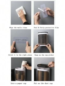 1pc Disposable Cup Holder, Cup Dispenser & Storage Rack For Disposable Cups, Wall Mounted Double Tube Paper Cup Automatic Organizer - Green - View 5