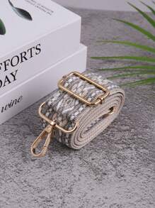 1pc Adjustable Gray Embroidered Bag Strap For Handbag Wallet Crossbody Bag Fashionable And Durable Bag Accessories DIY Accessories Adjustable Replacement Shoulder Strap Stylish Durable Bag Present