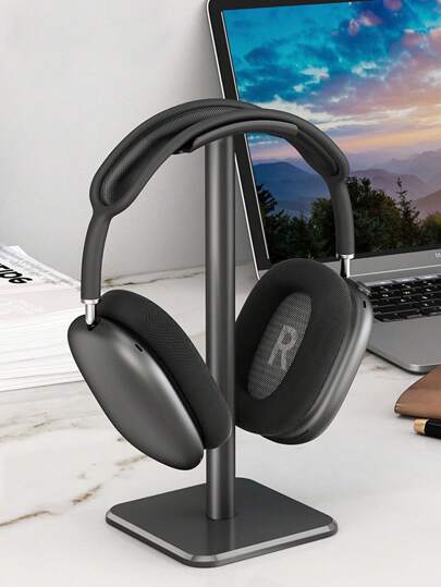 1pc Black Desk Organizer Set Including Universal Aluminum Headphone Stand And Fashionable Storage Rack Back To School