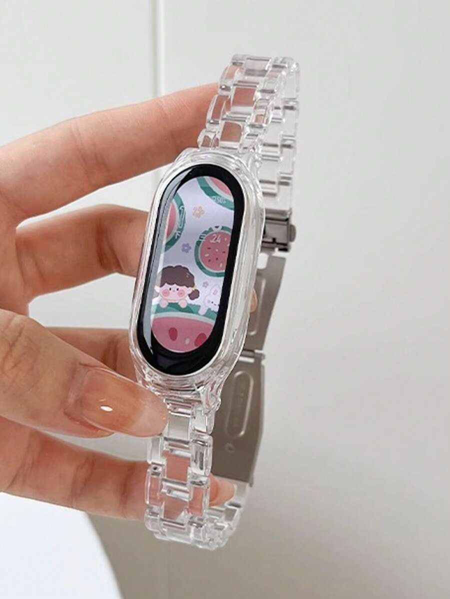 1入女士三珠透明樹脂手錶帶,適用於小米手環8/7/6/5/4/3 - 無色 - 查看 1