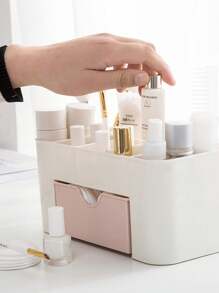1pc Pink Desktop Organizer, Modern Multifunctional Household Cosmetic Storage Box, Keep Your Desktop Neat - Pink - View 1