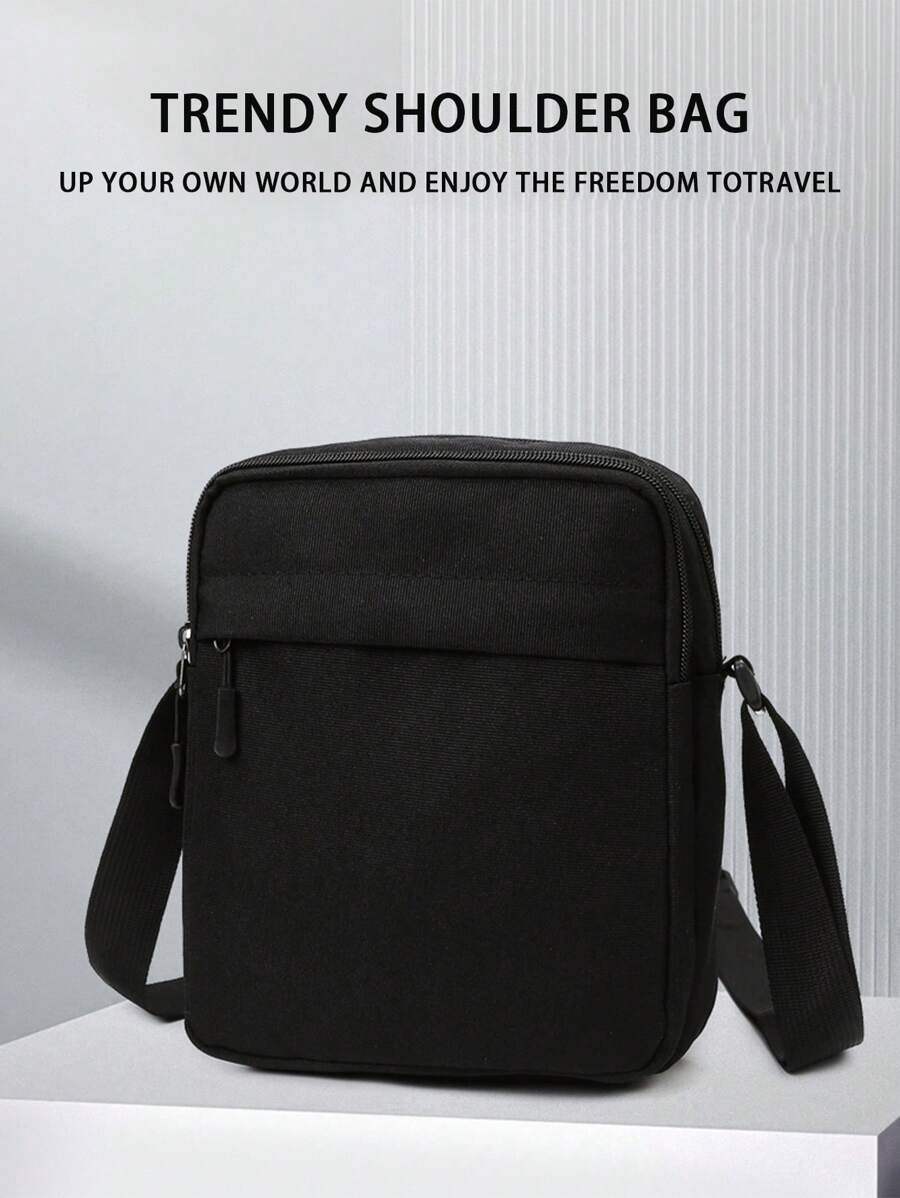 1 pezzo Borsa a tracolla/a spalla casual, borsa a spalla per semplice, borsa a spalla di grande capacità, borsa a tracolla, borsa a tracolla quadrata, borsa casual leggera, borsa da sport all'aperto minimalista e alla moda, adatta per studenti, universitari, in autunno, inverno, per occasioni casual, vacanze, borsello da petto, borsa da anca, regali, campeggio, borse a tracolla estive, borse per il ritorno a scuola, borse a tracolla in primavera, accessori essenziali - nero - Visualizzare 1