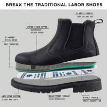 JEKO Men's Steel Toe Work Boots Anti-Skid Safety Shoes Leather Waterproof Work Shoes - màu đen - Xem 4