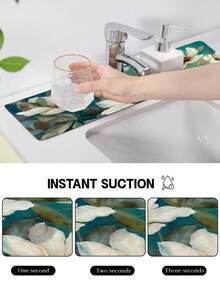 1入組針織花瓣圖案,龍頭吸水墊,廚房、浴室水槽、桌面排水墊,可剪裁的快速乾燥墊,水槽排水墊,餐桌墊,廁所矽藻泥吸水墊,家用桌面防滑防發霉墊；水槽龍頭防濺擋板,超吸水快干墊,水槽小配件,防濺擋板,廁所水盆墊,碗碟瀝水墊,海綿架,小配件及附件大理石紋矽藻土泉口 - MF-142 - 查看 3