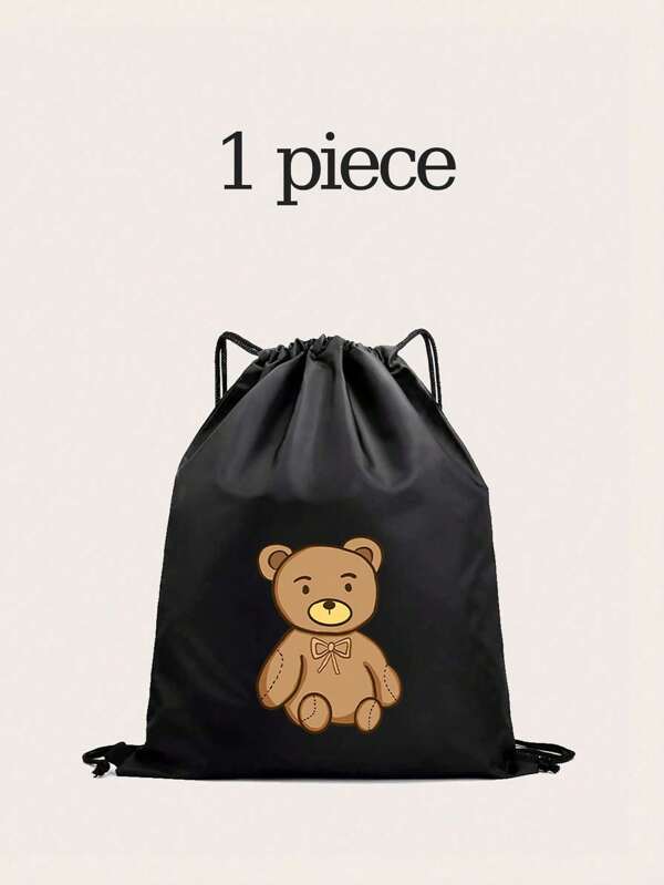 1 Pc Moda Bonito Impressão De Cartoons De Poliéster Material Cordão Pockets Apropriado Para Meninos E Meninas Mochila Grande Capacidade De Mochila De Desporto Saco De Basquete Adequado Para Esportes Adequado Para Sair