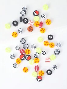50pcs Fashionable 3d Sports Ball Shaped Polymer Clay Beads For Diy Bracelet, Necklace Making, Multicolor - Multicolor - View 1