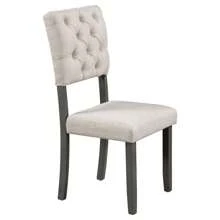 6-Piece Retro Style Dining Set with 4 Upholstered Dining Chairs and 1 Bench, Wood Kitchen Table and Chair with Special-Shaped Legs and Foam-Covered Seat Backs&Cushions - 蓋瑞 - 查看 9