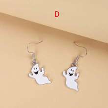 1对万圣节趣味朋克风耳环，时尚复古个性化南瓜、蜘蛛、蝙蝠、幽灵造型耳钩式耳环饰品