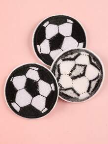 3入組足球形刺繡燙貼貼片,適用於diy服裝、帽子、袋子、鞋子、手機殼裝飾