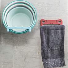 1pc Multifunctional Wall Mounted Shelf For Wash Basin, Foldable Storage Rack, Towel Rack For Bathroom Accessories, A Helpful Item For Home Usekitchen Appliances Accessories Gadgets Tools Christmas Kitchen Stuff Cooking Christmas - Pink - View 3