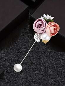 1入質感合金多彩女士(紫+粉)人造花形胸針,適用於婚禮配飾