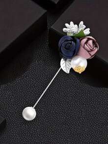 1入質感合金多彩女士(紫+粉)人造花形胸針,適用於婚禮配飾