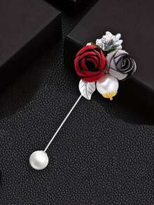 1入質感合金多彩女士(紫+粉)人造花形胸針,適用於婚禮配飾