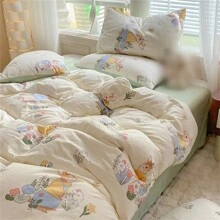 4pcs Flower Print Bedding Set, Including 1 Comforter, 1 Bed Sheet And 2 Pillowcases (pillow Core Not Included), Beige Modern Bedding For Bedroom - Multicolor - View 4