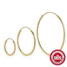 3入組歐美風格簡約925純銀耳環,日常佩戴飾品 - 金色 - 查看 12