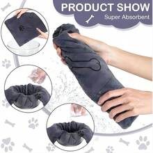 1pc Pet Thickened Absorbent Towel Large Size For Quick Drying After Bath - Grey - View 8