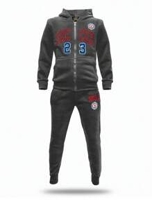 Big City Boy's Pants Youth Set Plush Fashion - 深灰色 - 查看 2