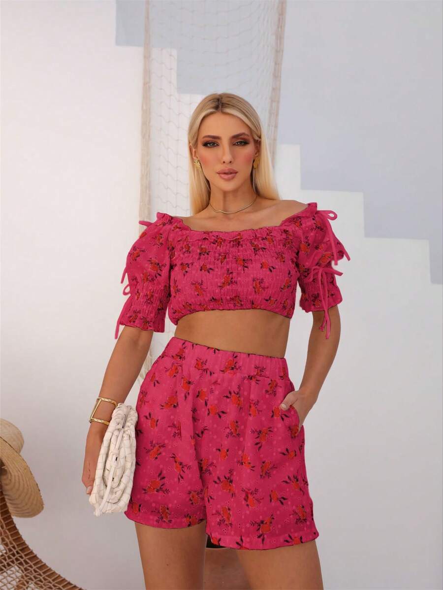 Women Two-piece Outfits - Màu Hồng Tươi - Xem 1