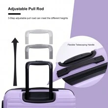 Travelhouse 3 Piece Luggage Sets, Lightweight Suitcase With Two Hooks, 360° Spinner Wheels, TSA Lock, (20/24/28) - 淺紫色 - 查看 5