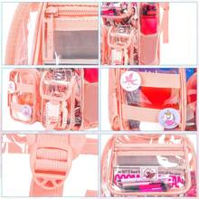 Clear Backpack, Transparent Bookbag Heavy Duty See Through Backpacks - Pink - View 8