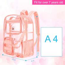 Clear Backpack, Transparent Bookbag Heavy Duty See Through Backpacks - Pink - View 5