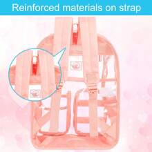 Clear Backpack, Transparent Bookbag Heavy Duty See Through Backpacks - Pink - View 6