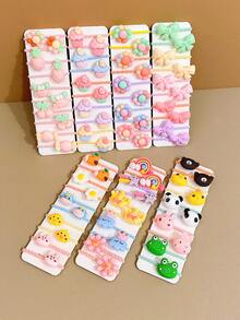 70pcs Girls' Sweet Candy-colored Cartoon Small Hair Bands - Multicolor - View 5