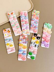 70pcs Girls' Sweet Candy-colored Cartoon Small Hair Bands - Multicolor - View 7
