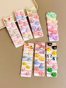 70pcs Girls' Sweet Candy-colored Cartoon Small Hair Bands - Multicolor - View 6