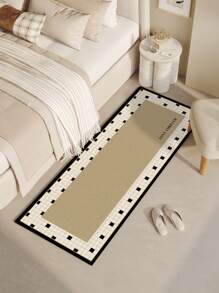 French Style Long Rug For Bedside, Living Room, Thick Carpet For Bedroom, Sofa, Coffee Table, Foot Mat, Bay Window Mat - Simple black stone - View 1